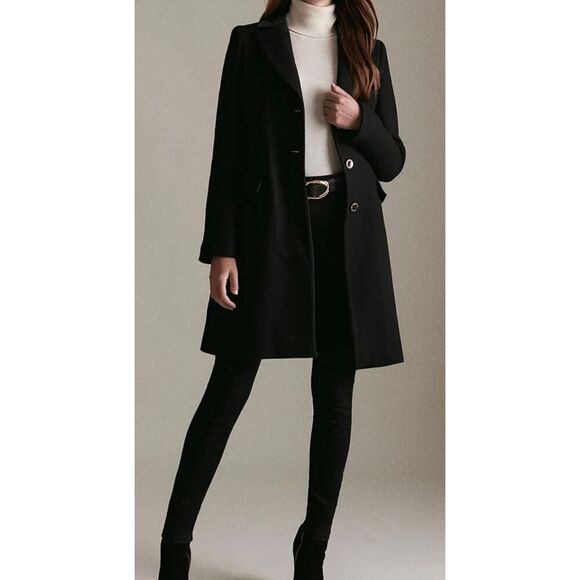 BANANA REPUBLIC Black Wool Overcoat Size XS - Picture 1 of 3